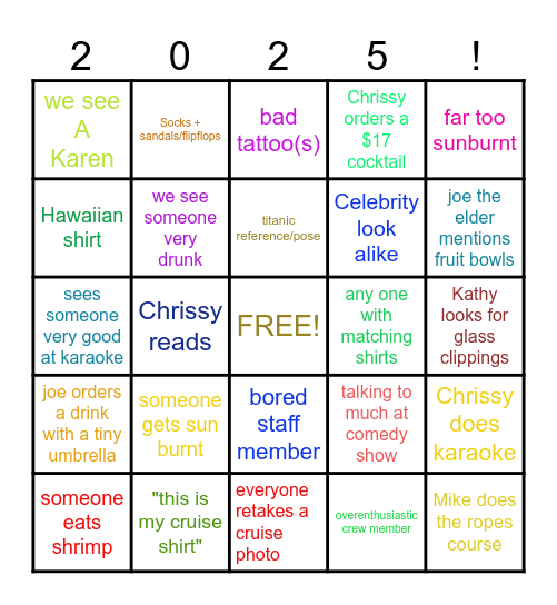 Cruise 2025!! Bingo Card
