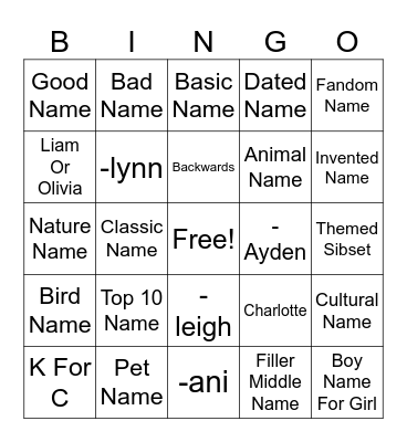 Birth Announcement Bingo Card