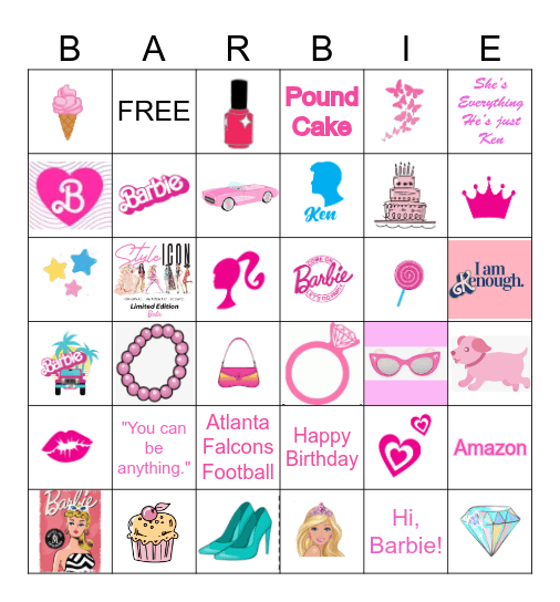 Barbie Bingo Card