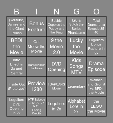 Movie Anywhere Bingo Card