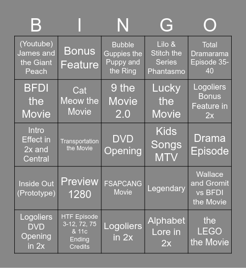 Movie Anywhere Bingo Card