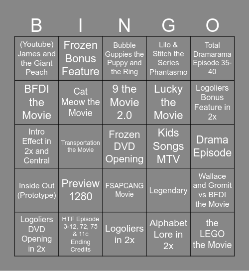 Frozen Bingo Card