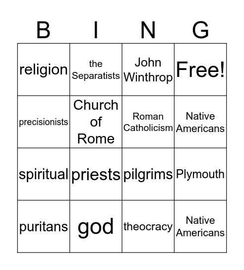 religion/puritans Bingo Card