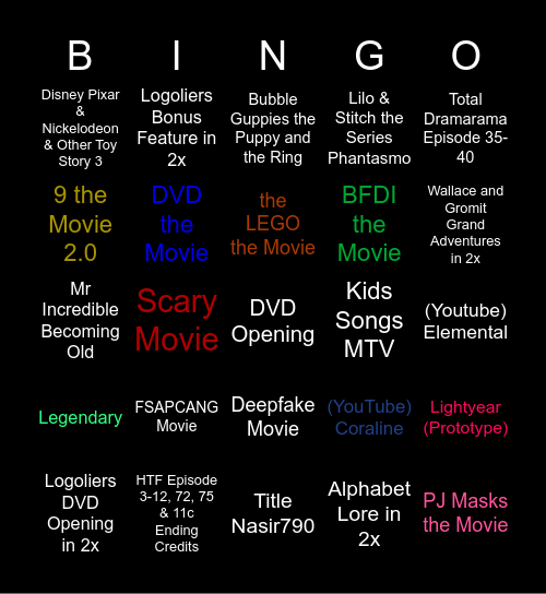 Movies Anywhere Bingo Card
