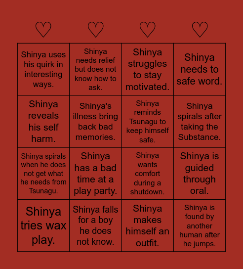 Shinya V1 Bingo Card