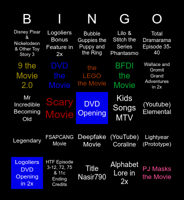 Movies Anywhere Bingo Card