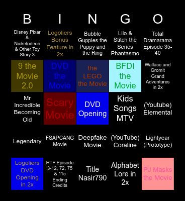 Movies Anywhere Bingo Card