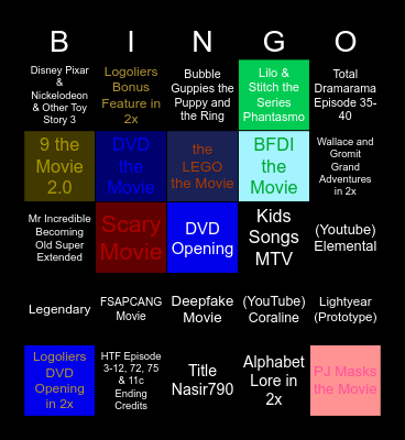 Movies Anywhere Bingo Card