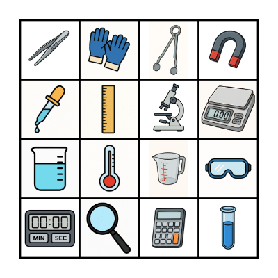 Science Tool Bingo Card