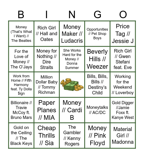 Show Me the Money! Bingo Card