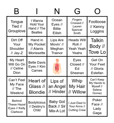 Body Part Bingo Card