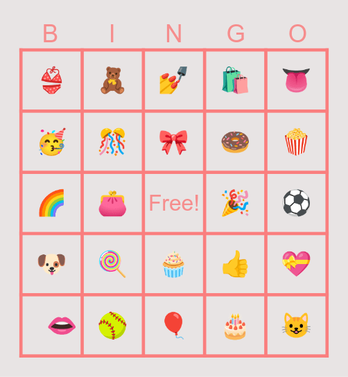 Ella’s Birthday Bingo Card