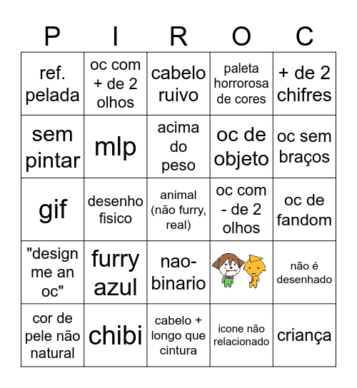 bingo teem artfight Bingo Card