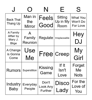 2025 Jones Family Reunion Bingo Card