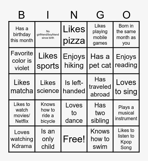 Laudable Bingo Game Bingo Card