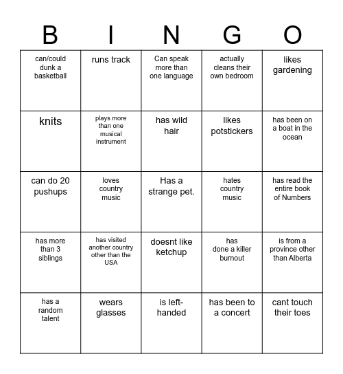 FIND SOMEONE WHO..... Bingo Card