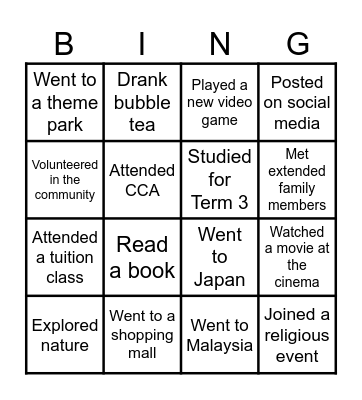 3TS Bingo Card
