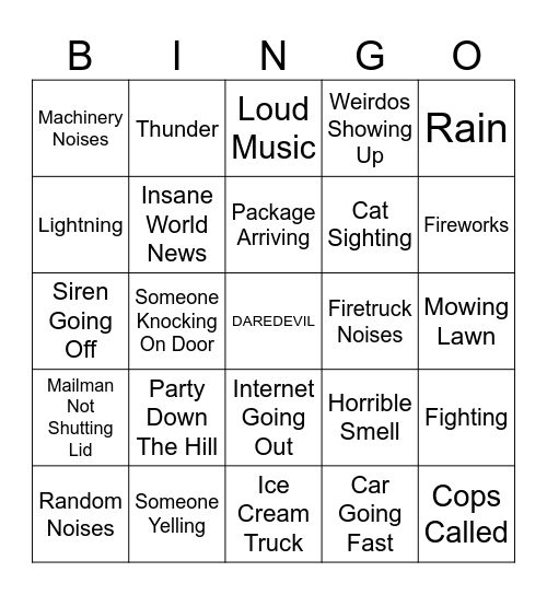 Day/Night Bingo Card