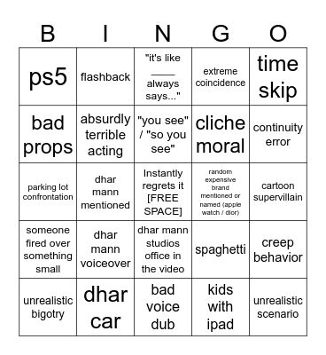 Dhar Mann Bingo v4 Bingo Card