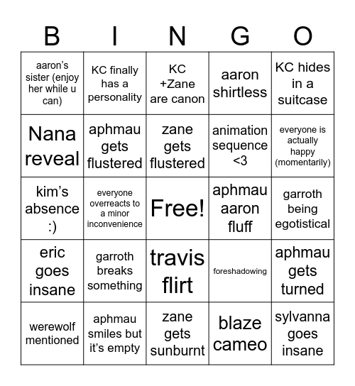 Starlight Bingo Card