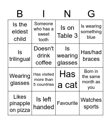 High tea bingo Card