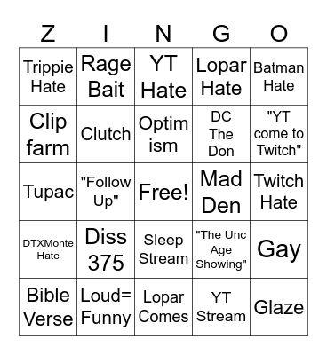 214MADEZ Bingo Card