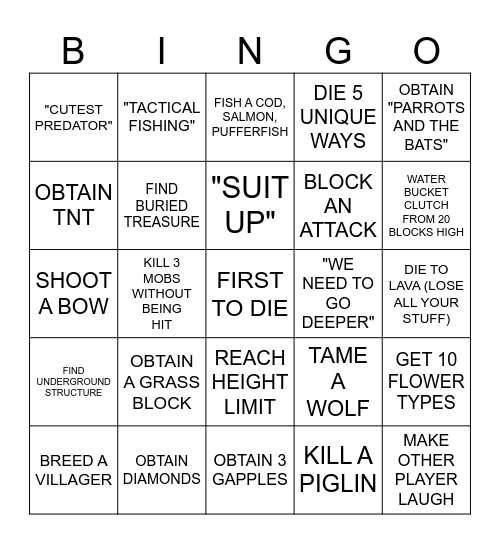 SINGLE PLAYER BINGO Card