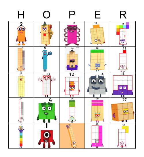 Number blocks Bingo Card