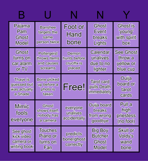 The Cursed Carrot Card Bingo Card