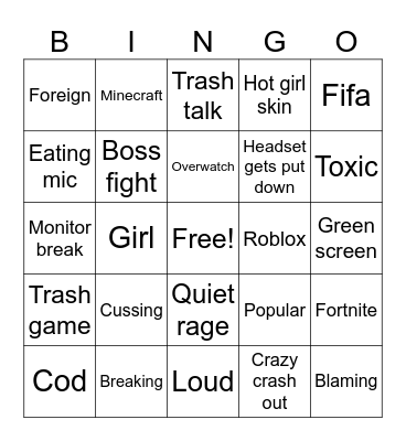 Rage bingo Card