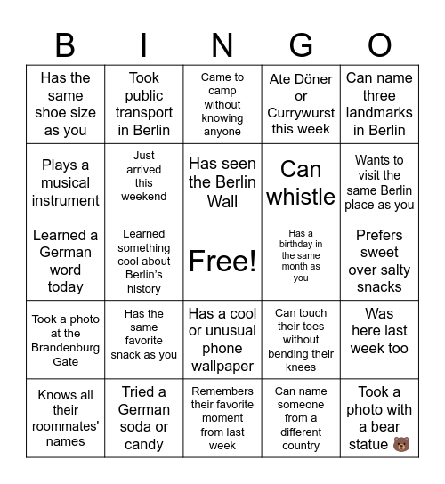 Alpadia Wannsee Bingo Card