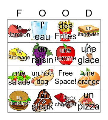 Food Bingo Card