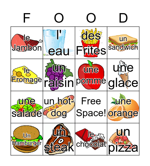 Food Bingo Card