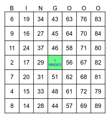 I MAGICI Bingo Card