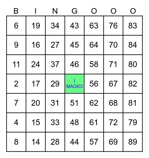 I MAGICI Bingo Card