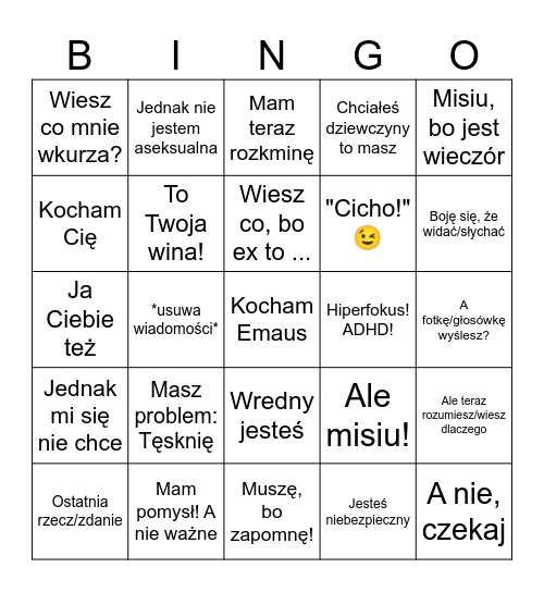 Ania 😘 Bingo Card