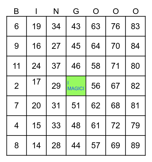 I MAGICI Bingo Card