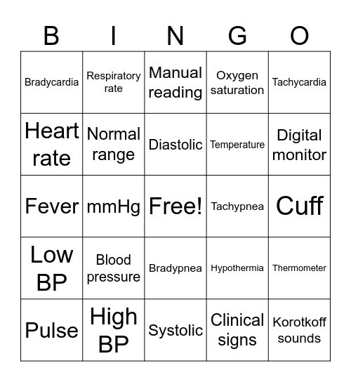 Vital Sings Bingo Card