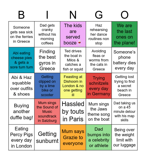 Euro ‘25 family bingo Card