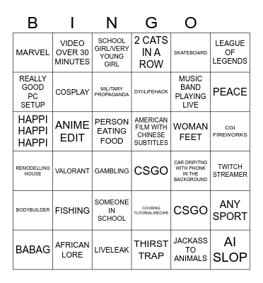 DOUYIN Bingo Card