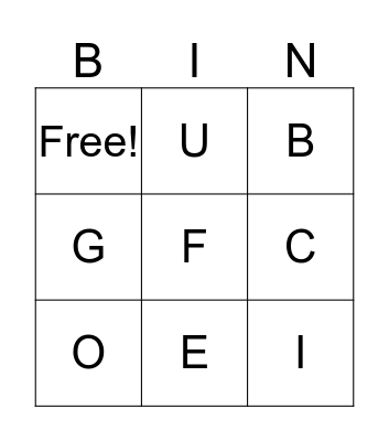 Letters Bingo Card