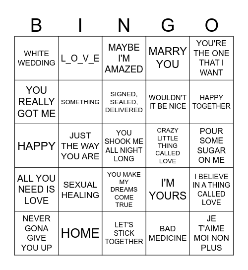 ALEX & PAULINE'S 1ST MARRIED BINGO!!! Bingo Card