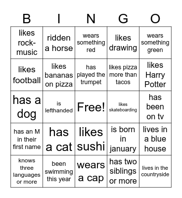 Find someone who... Bingo Card