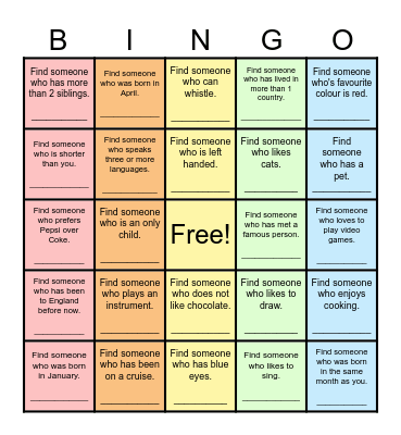 Find Someone Who... Bingo Card