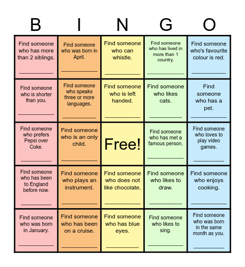 Find Someone Who... Bingo Card