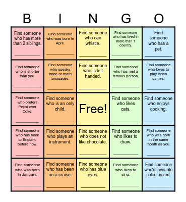 Find Someone Who... Bingo Card