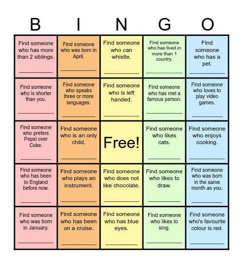 Find Someone Who... Bingo Card