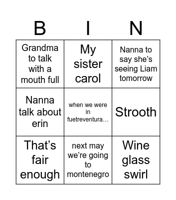 Evidently we are playing Bingo Card