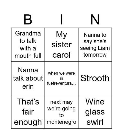 Evidently we are playing Bingo Card