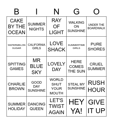 ERIC'S FEEL GOOD SUMMER VIBES Bingo Card